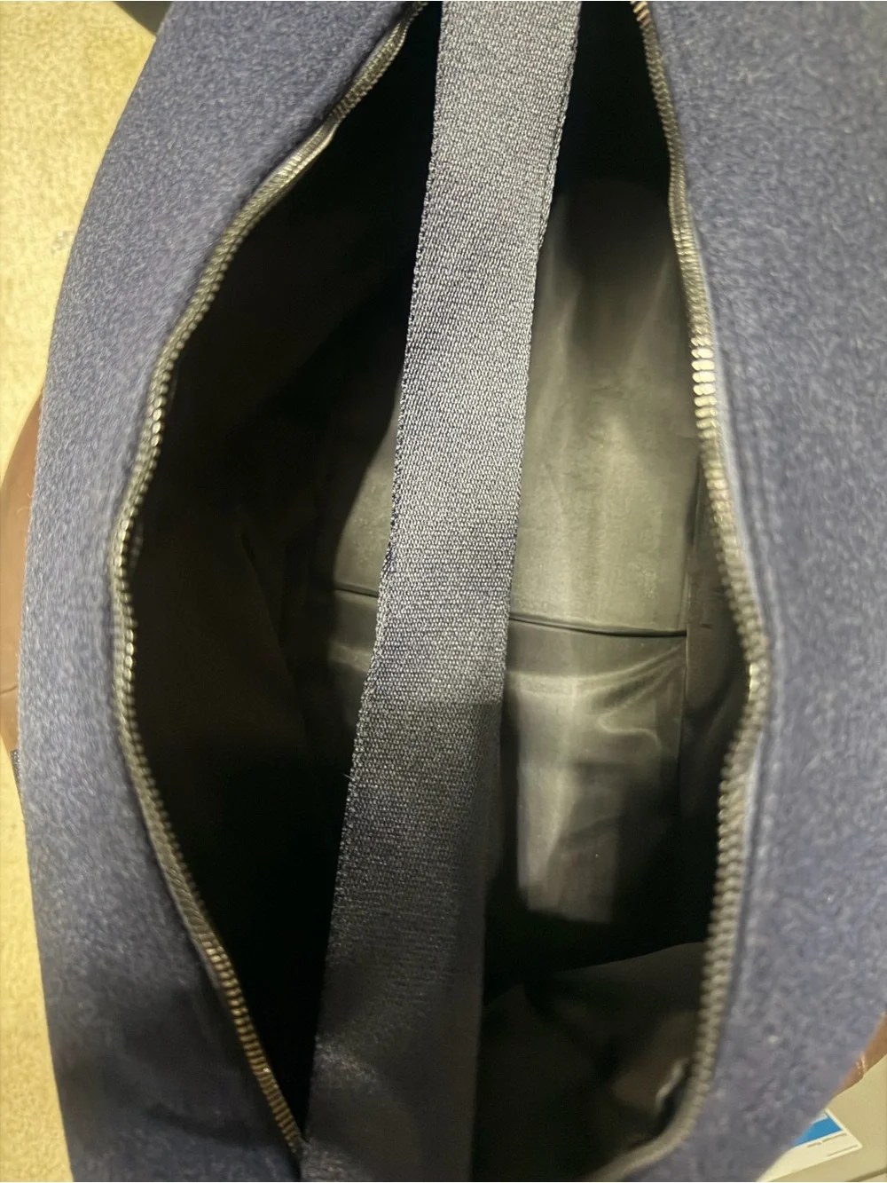 COACH Navy Blue Canvas Duffel with White Logo